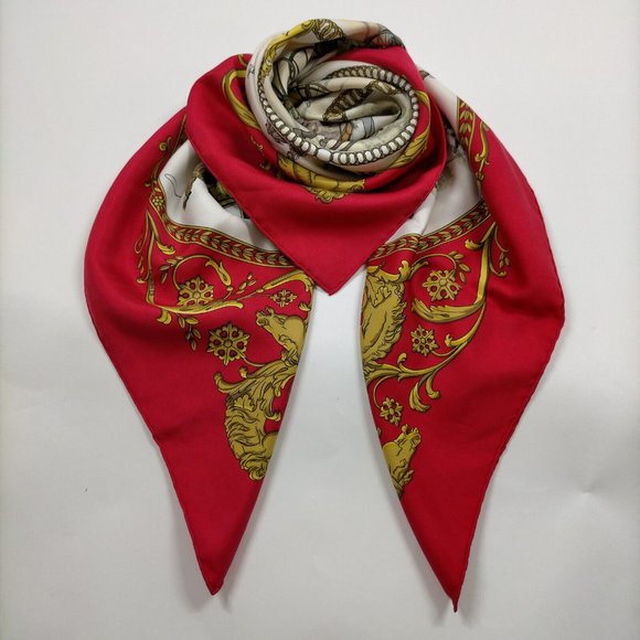 Hermes scarf Carre 90 Reds Silk100% Ledoux - Picture 3 of 11